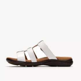 Damen-Flache Sandalen „Kitly Pearl“ in Weiß, aus Lackleder