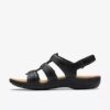 Damen-Flache Sandalen „Laurieann Ivy“ aus schwarzem Leder Damen-Flache Sandalen „Laurieann Ivy“ aus schwarzem Leder