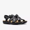Damen-Flache Sandalen „Laurieann Ivy“ aus schwarzem Leder Damen-Flache Sandalen „Laurieann Ivy“ aus schwarzem Leder