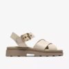 Damen-Flache Sandalen „Orinoco3 Cross“ aus cremefarbenem Leder