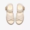 Damen-Flache Sandalen „Orinoco3 Cross“ aus cremefarbenem Leder