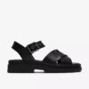 Damen-Flache Sandalen „Orinoco3 Cross“ aus schwarzem Leder