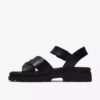 Damen-Flache Sandalen „Orinoco3 Cross“ aus schwarzem Leder