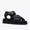Damen-Flache Sandalen „Orinoco3 Cross“ aus schwarzem Leder