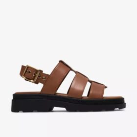 Damen-Flache Sandalen „Orinoco3 Strap“ aus hellbraunem Leder
