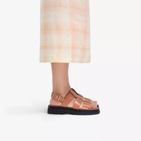 Damen-Flache Sandalen „Orinoco3 Strap“ aus hellbraunem Leder