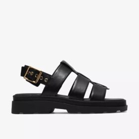 Damen-Flache Sandalen „Orinoco3 Strap“ aus schwarzem Leder