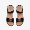 Damen-Kacha-Twist-Keilabsatz-Sandaletten aus schwarzem Leder Damen-Kacha-Twist-Keilabsatz-Sandaletten aus schwarzem Leder