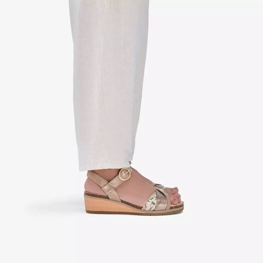 Damen Kacha Twist Taupe Keilabsätze aus Lederkombination – US Damen Kacha Twist Taupe Keilabsätze aus Lederkombination – US