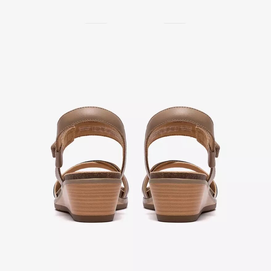 Damen Kacha Twist Taupe Keilabsätze aus Lederkombination – US Damen Kacha Twist Taupe Keilabsätze aus Lederkombination – US