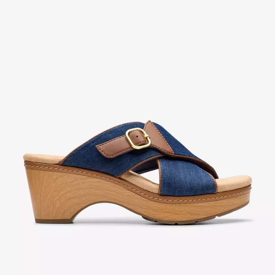 Damen-Keilabsatzsandalen „Seannah Nora“ in Dark Denim Damen-Keilabsatzsandalen „Seannah Nora“ in Dark Denim