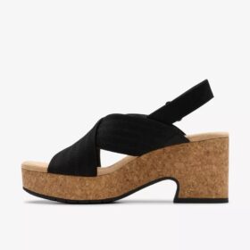 Damen-Keilabsatzschuhe „Nerisa West“ aus schwarzem Nubukleder