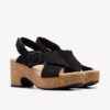 Damen-Keilabsatzschuhe „Nerisa West“ aus schwarzem Nubukleder