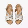 Damen-Keilabsatzschuhe „Rose“ aus weißem Leder Damen-Keilabsatzschuhe „Rose“ aus weißem Leder