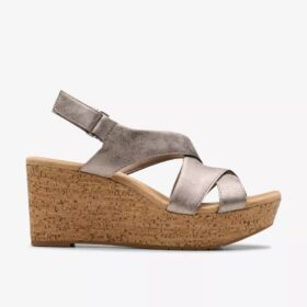 Damen-Keilabsatzschuhe „Rose“ in Taupe-Metallic