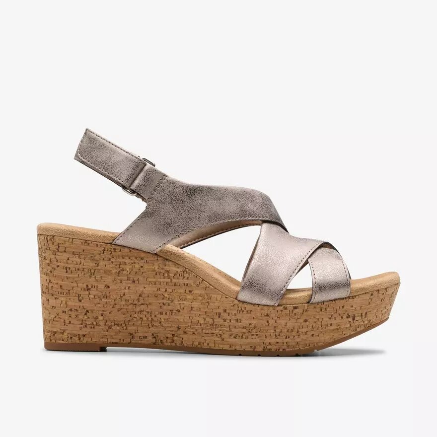 Damen-Keilabsatzschuhe „Rose“ in Taupe-Metallic Damen-Keilabsatzschuhe „Rose“ in Taupe-Metallic