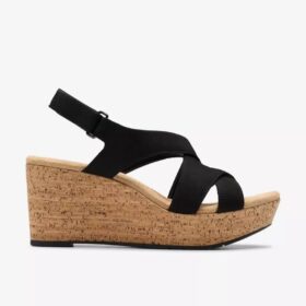 Damen-Keilabsatzschuhe „Rose Style“ aus schwarzem Nubukleder