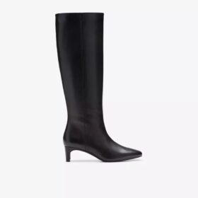Damen-Kniehohe Stiefel „Edina Tall“ aus schwarzem Leder, US