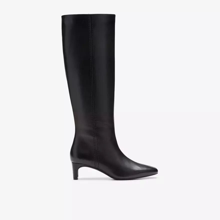 Damen-Kniehohe Stiefel „Edina Tall“ aus schwarzem Leder, US Damen-Kniehohe Stiefel „Edina Tall“ aus schwarzem Leder, US