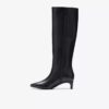 Damen-Kniehohe Stiefel „Edina Tall“ aus schwarzem Leder, US Damen-Kniehohe Stiefel „Edina Tall“ aus schwarzem Leder, US