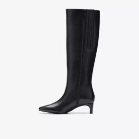 Damen-Kniehohe Stiefel „Edina Tall“ aus schwarzem Leder, US