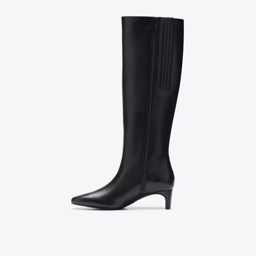 Damen-Kniehohe Stiefel „Edina Tall“ aus schwarzem Leder, US Damen-Kniehohe Stiefel „Edina Tall“ aus schwarzem Leder, US