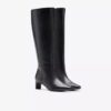 Damen-Kniehohe Stiefel „Edina Tall“ aus schwarzem Leder, US Damen-Kniehohe Stiefel „Edina Tall“ aus schwarzem Leder, US