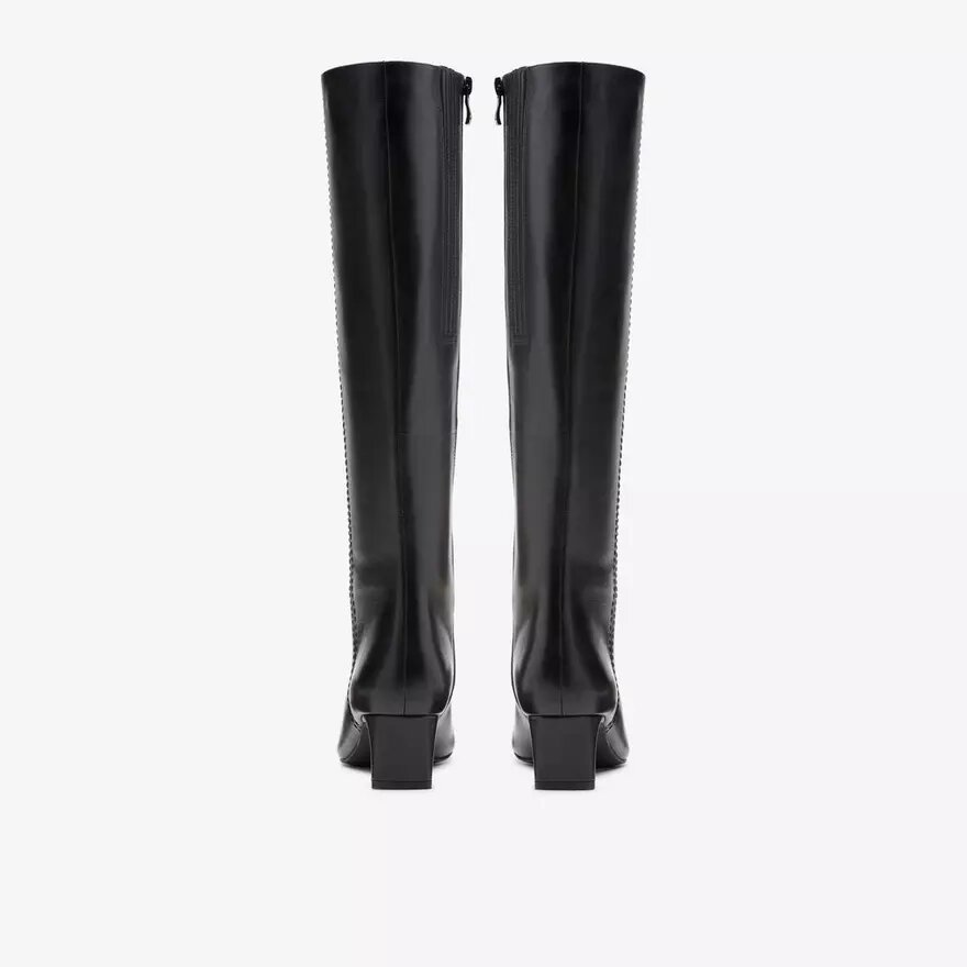 Damen-Kniehohe Stiefel „Edina Tall“ aus schwarzem Leder, US Damen-Kniehohe Stiefel „Edina Tall“ aus schwarzem Leder, US