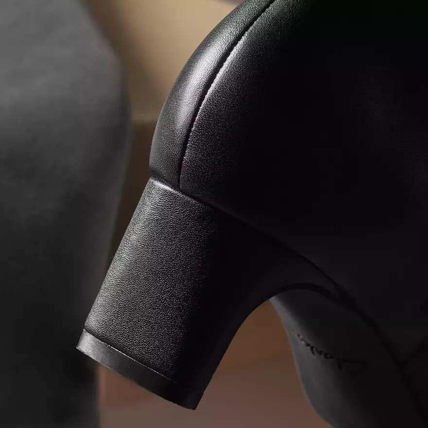 Damen-Kniehohe Stiefel „Edina Tall“ aus schwarzem Leder, US Damen-Kniehohe Stiefel „Edina Tall“ aus schwarzem Leder, US