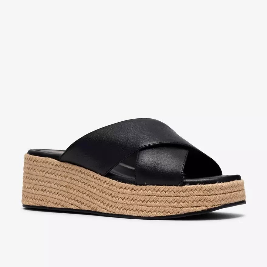 Damen-Pantoletten „Tessiah“ 2 – Schwarze Leder-Keilabsätze Damen-Pantoletten „Tessiah“ 2 – Schwarze Leder-Keilabsätze