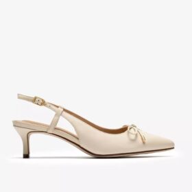 Damen-Pumps „Zarey Bow“ aus cremefarbenem Leder