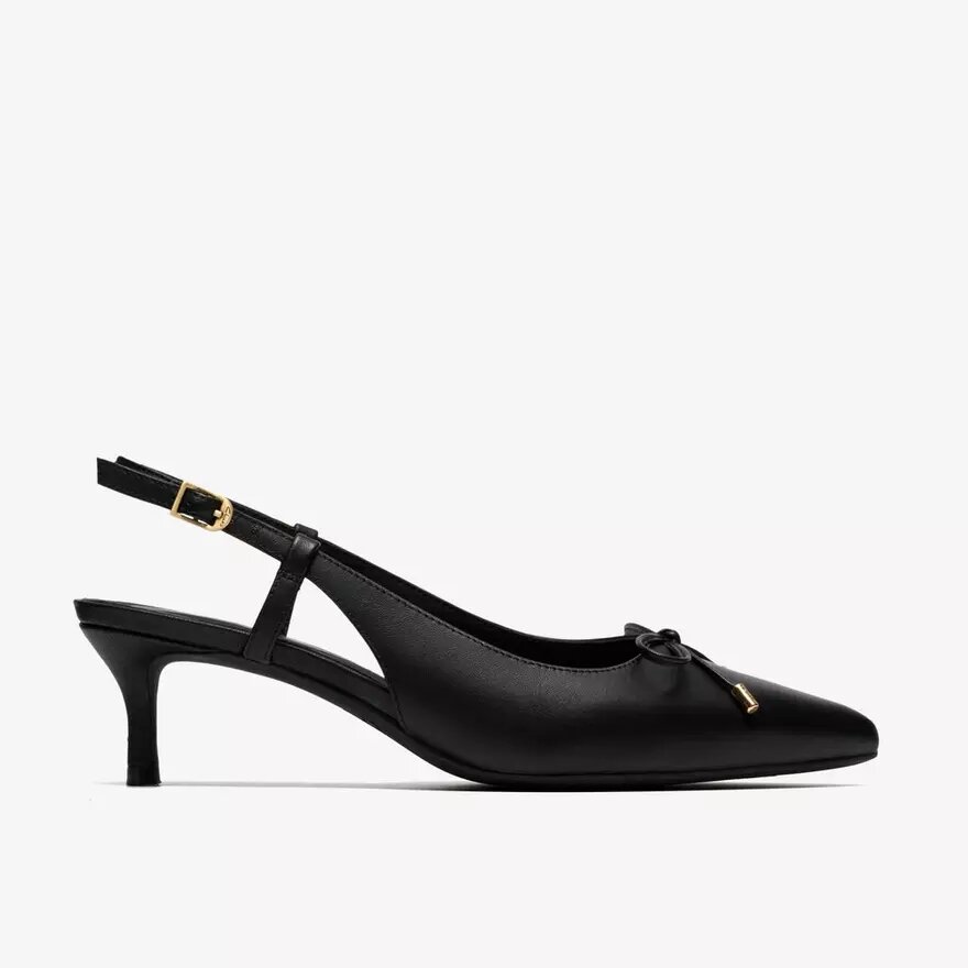 Damen-Pumps „Zarey Bow“ aus schwarzem Leder Damen-Pumps „Zarey Bow“ aus schwarzem Leder