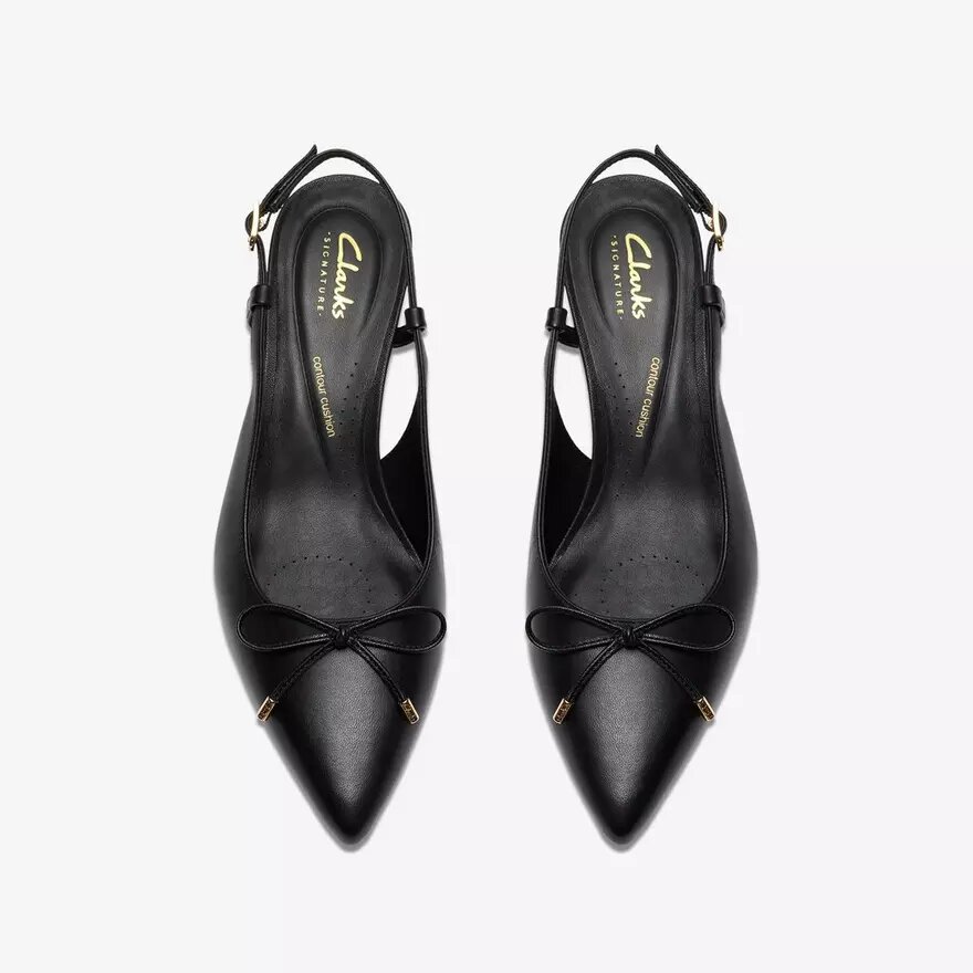 Damen-Pumps „Zarey Bow“ aus schwarzem Leder Damen-Pumps „Zarey Bow“ aus schwarzem Leder