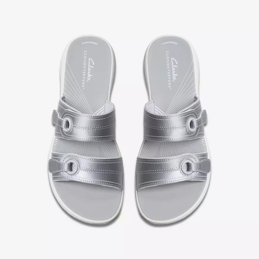 Damen-Sandalen „Breeze Maye Silver Flache Cloudsteppers™“ Damen-Sandalen „Breeze Maye Silver Flache Cloudsteppers™“