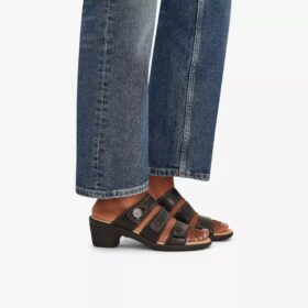 Damen-Sandalen „Emily 2 Adella“ aus schwarzem Leder mit Absatz
