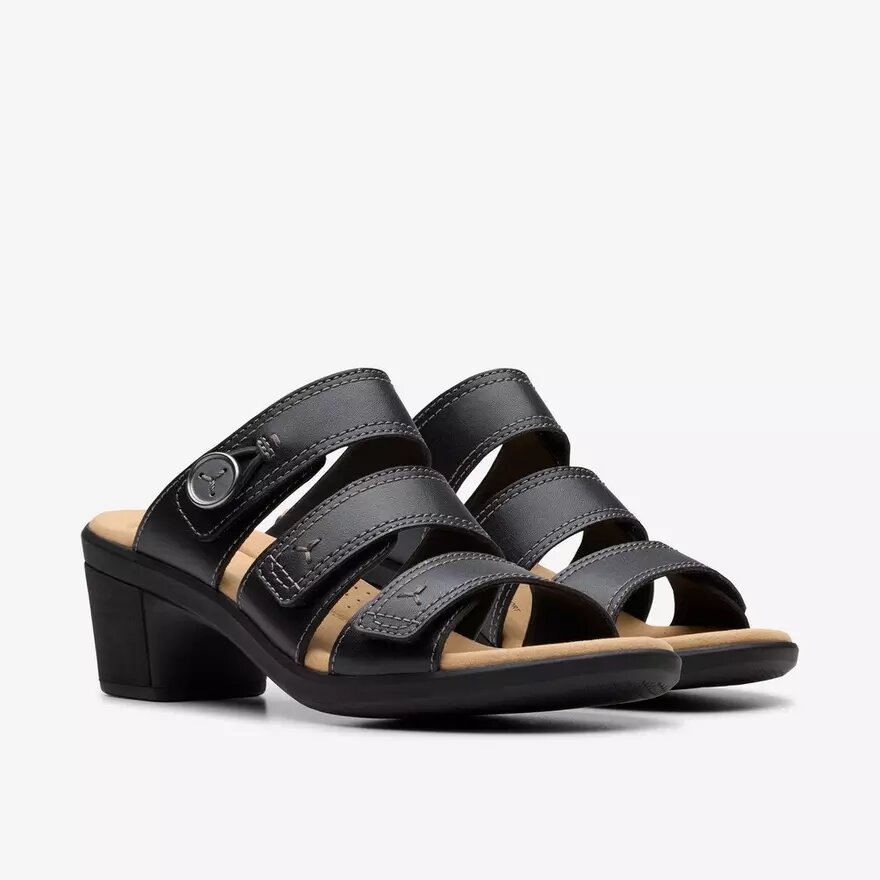 Damen-Sandalen „Emily 2 Adella“ aus schwarzem Leder mit Absatz Damen-Sandalen „Emily 2 Adella“ aus schwarzem Leder mit Absatz
