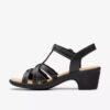 Damen-Sandalen „Emily 2 Rose“ aus schwarzem Leder mit Absatz