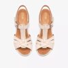 Damen-Sandalen „Kymber Glow“ aus cremefarbenem Leder mit Absatz