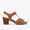 Damen-Sandalen „Kymber Glow“ aus hellbraunem Leder mit Absatz