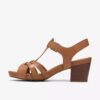 Damen-Sandalen „Kymber Glow“ aus hellbraunem Leder mit Absatz