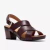 Damen-Sandalen „Kymber Shine“ aus dunkelbraunem Leder mit Absatz Damen-Sandalen „Kymber Shine“ aus dunkelbraunem Leder mit Absatz