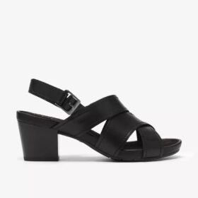 Damen-Sandalen „Kymber Shine“ aus schwarzem Leder mit Absatz