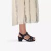 Damen-Sandalen mit Absatz aus schwarzem Leder