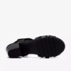 Damen-Sandalen mit Absatz aus schwarzem Leder