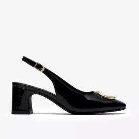 Damen-Schuhe „Fernie Sling“ aus schwarzem Lackleder