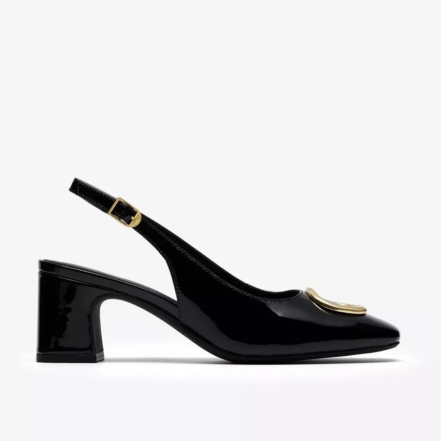 Damen-Schuhe „Fernie Sling“ aus schwarzem Lackleder Damen-Schuhe „Fernie Sling“ aus schwarzem Lackleder