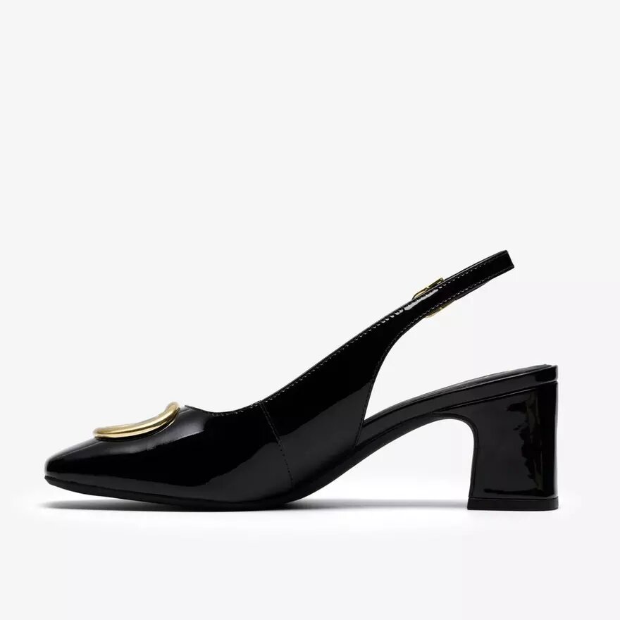 Damen-Schuhe „Fernie Sling“ aus schwarzem Lackleder Damen-Schuhe „Fernie Sling“ aus schwarzem Lackleder