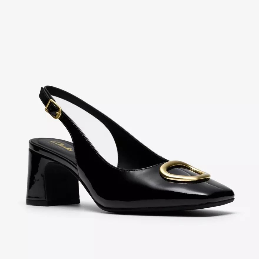 Damen-Schuhe „Fernie Sling“ aus schwarzem Lackleder Damen-Schuhe „Fernie Sling“ aus schwarzem Lackleder