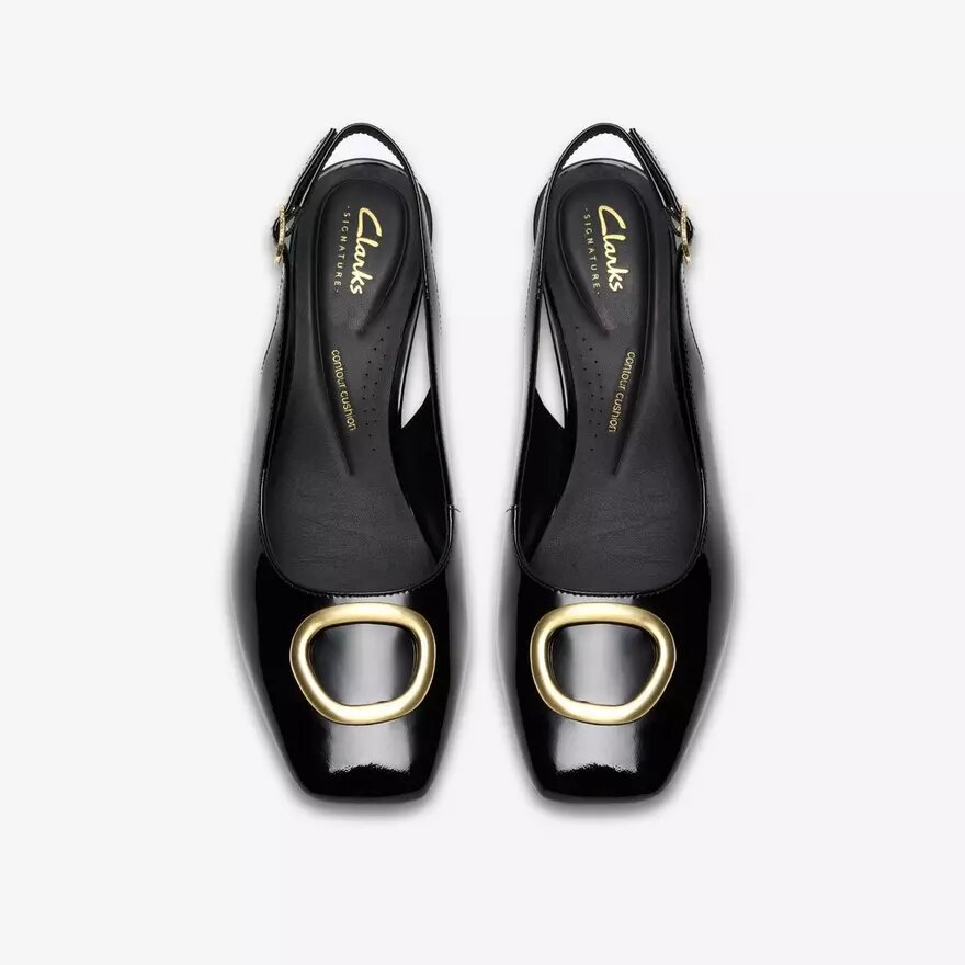 Damen-Schuhe „Fernie Sling“ aus schwarzem Lackleder Damen-Schuhe „Fernie Sling“ aus schwarzem Lackleder
