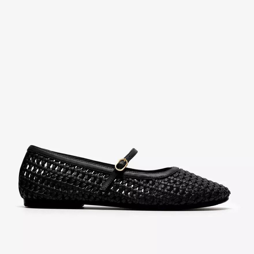 Damen-Schuhe „Livia Sky“ in Schwarz mit gewebtem Riemen Damen-Schuhe „Livia Sky“ in Schwarz mit gewebtem Riemen
